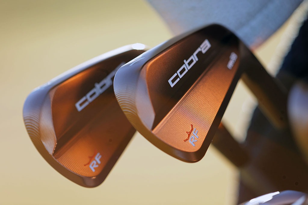 Cobra RF Pronto Irons showcasing innovative design and technology for golf equipment, highlighting the collaboration with PGA tour player Rickie Fowler.