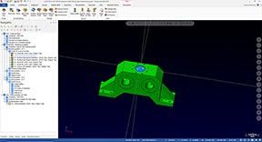 3D model of a machined part in Mastercam software, showcasing advanced manufacturing capabilities relevant to United Machine & Metal Fabrication's operations in aerospace and military industries.